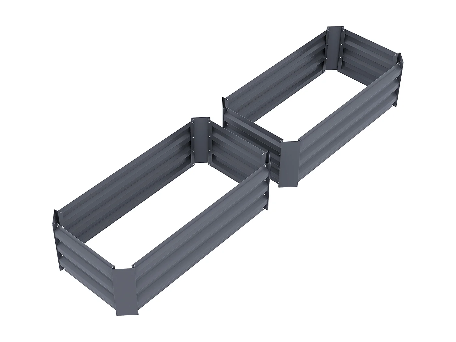 Lot de 2 carrés potager de jardin dim. 100L x 50l x 30H cm tôle d'acier ondulée gris