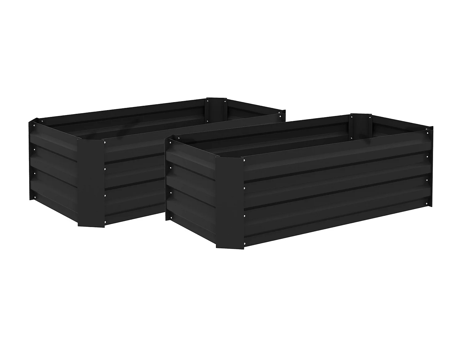 Lot de 2 carrés potager de jardin dim. 100L x 50l x 30H cm tôle d'acier ondulée noir