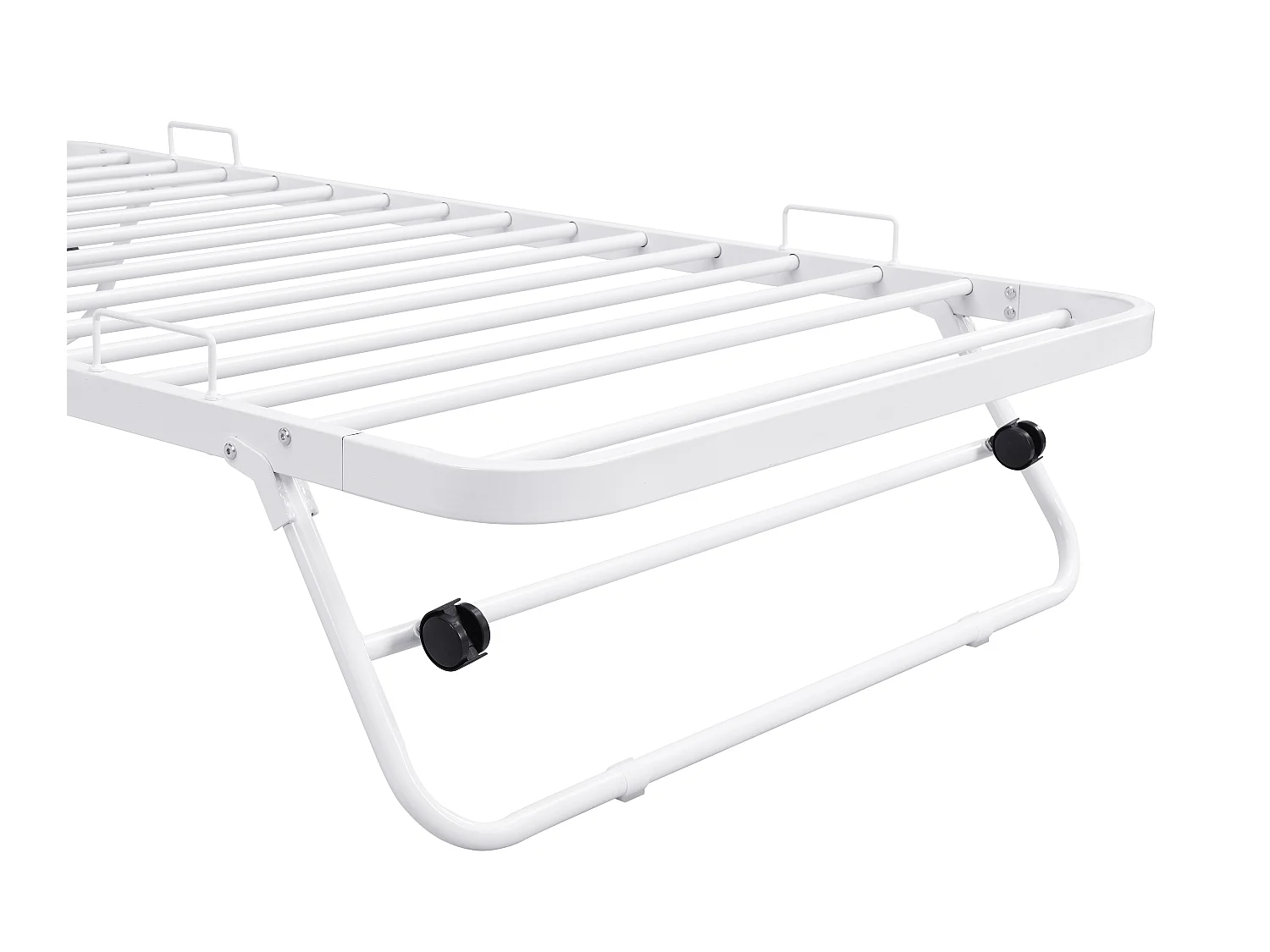 Hopfällbar bäddsäng med ribbotten 90 x 190 cm - Metall - Vit - ADONIS II