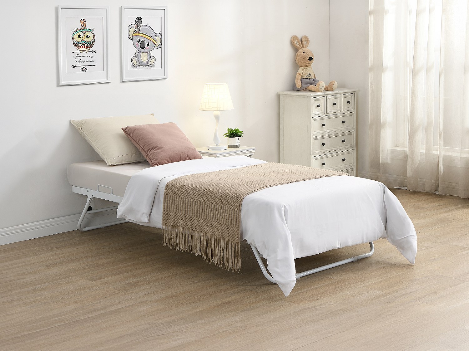 Klappbett + Lattenrost - Metall - 90 x 190 cm - Weiß - ADONIS günstig online kaufen