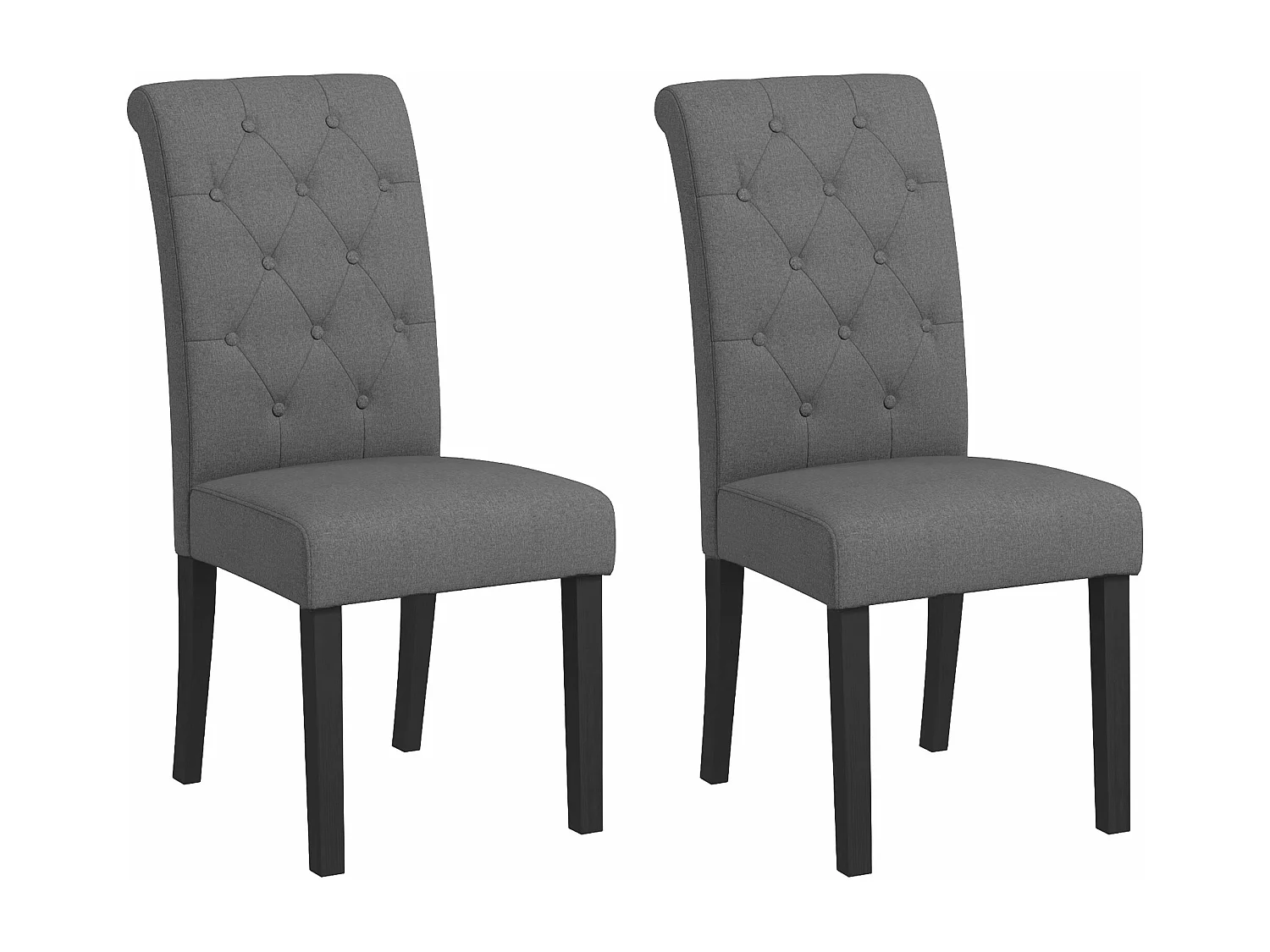 Lot de 2 chaises de salle à manger grand confort pieds en bois lin 47 x 61 x 101 cm anthracite