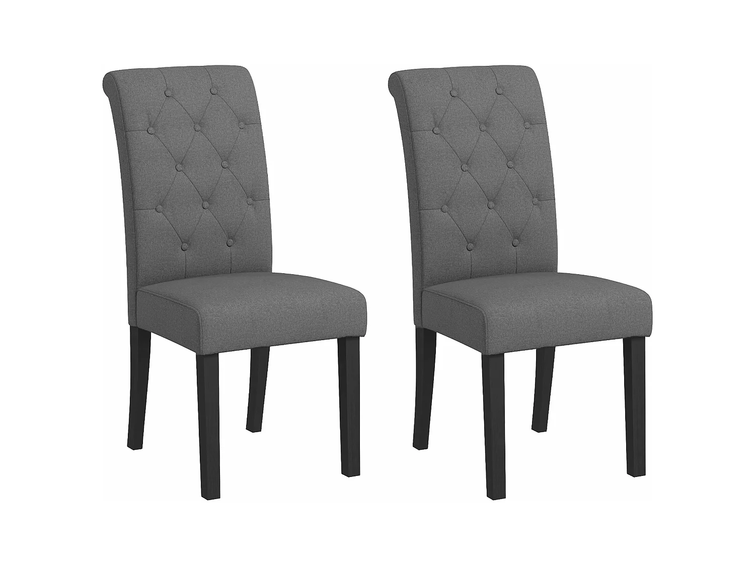 Lot de 2 chaises de salle à manger grand confort pieds en bois lin 47 x 61 x 101 cm anthracite