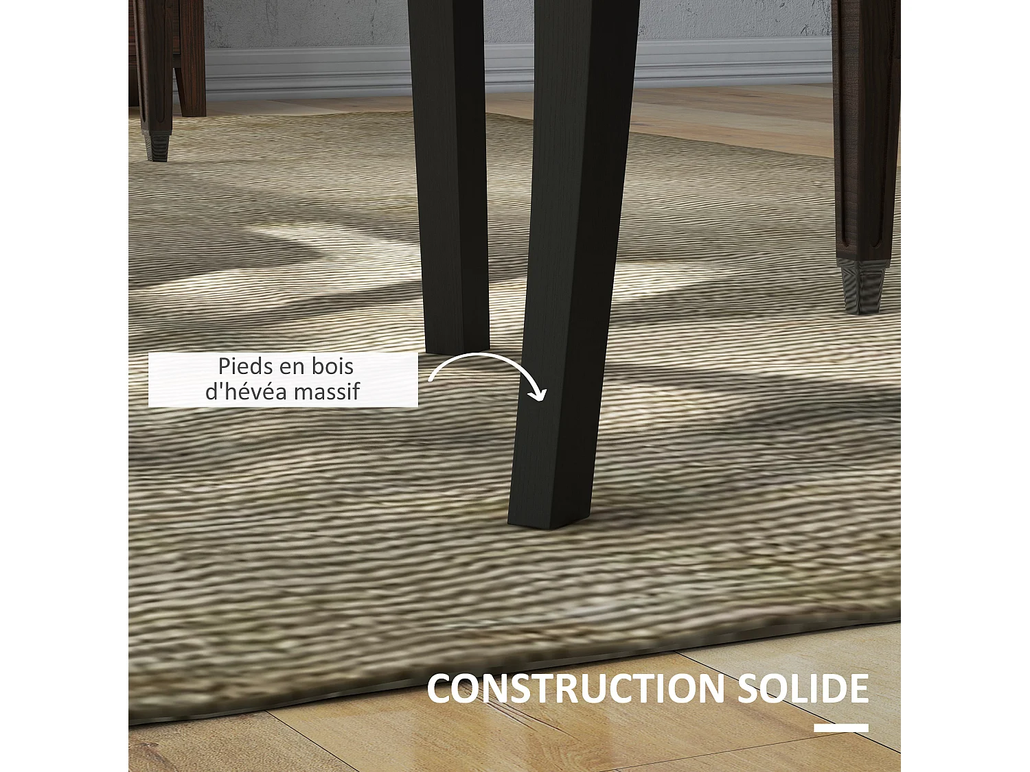 Lot de 2 chaises de salle à manger grand confort pieds en bois lin 47 x 61 x 101 cm anthracite