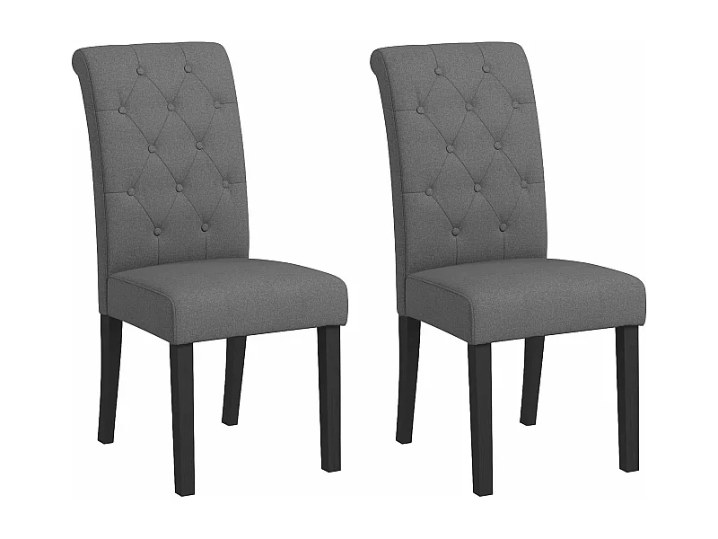Lot de 2 chaises de salle à manger grand confort pieds en bois lin 47 x 61 x 101 cm anthracite