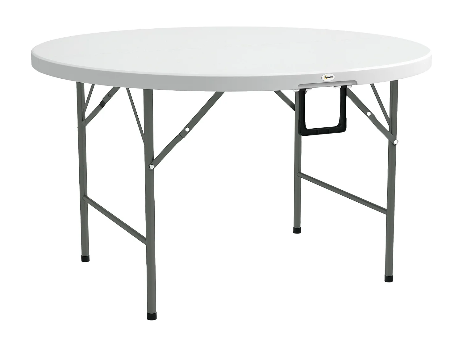 Table pliante table de camping pliable table de jardin Ø 122 x 73H cm poignée acier époxy HDPE blanc