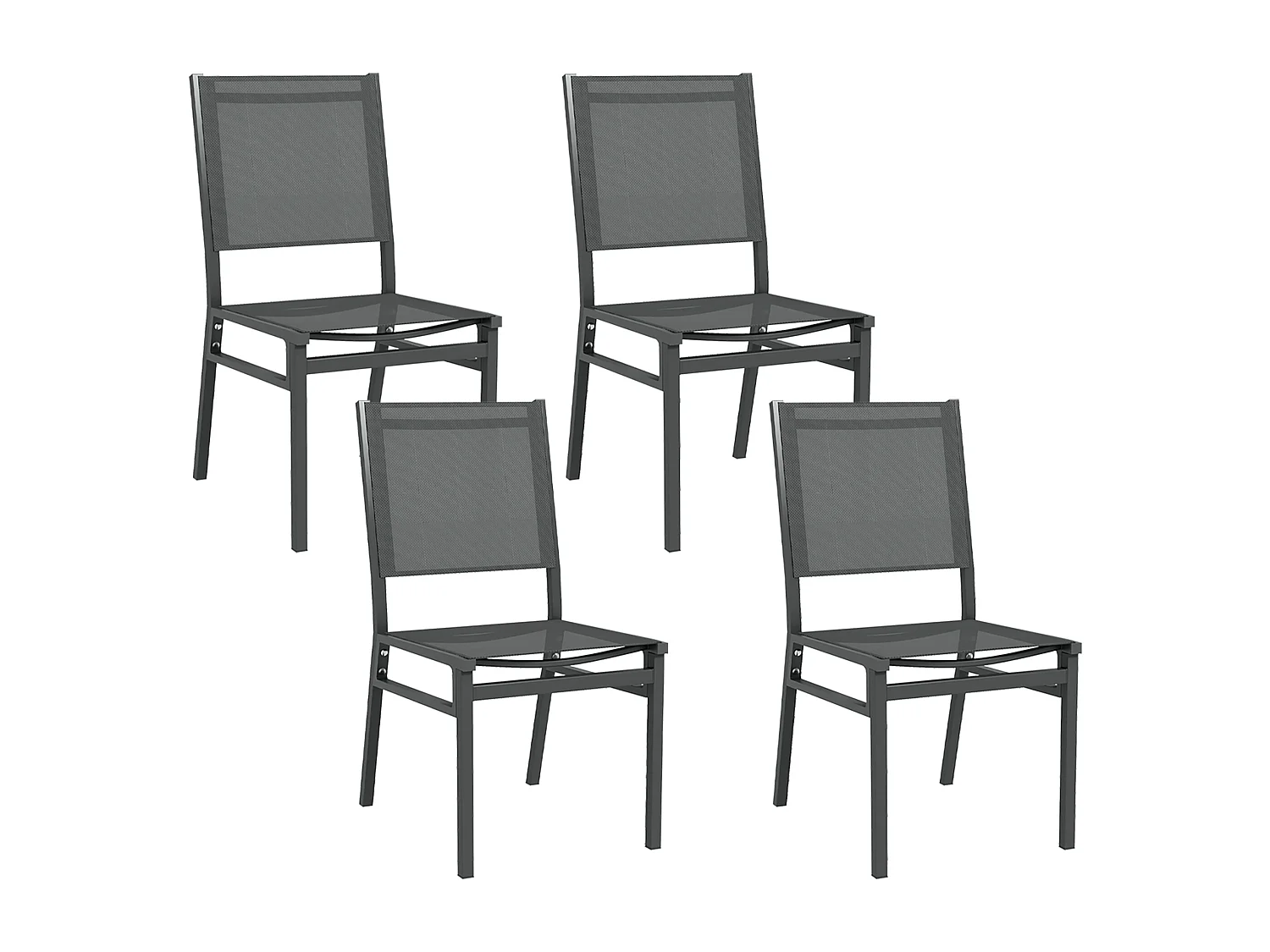 Lot de 4 chaises de jardin alu textilène gris