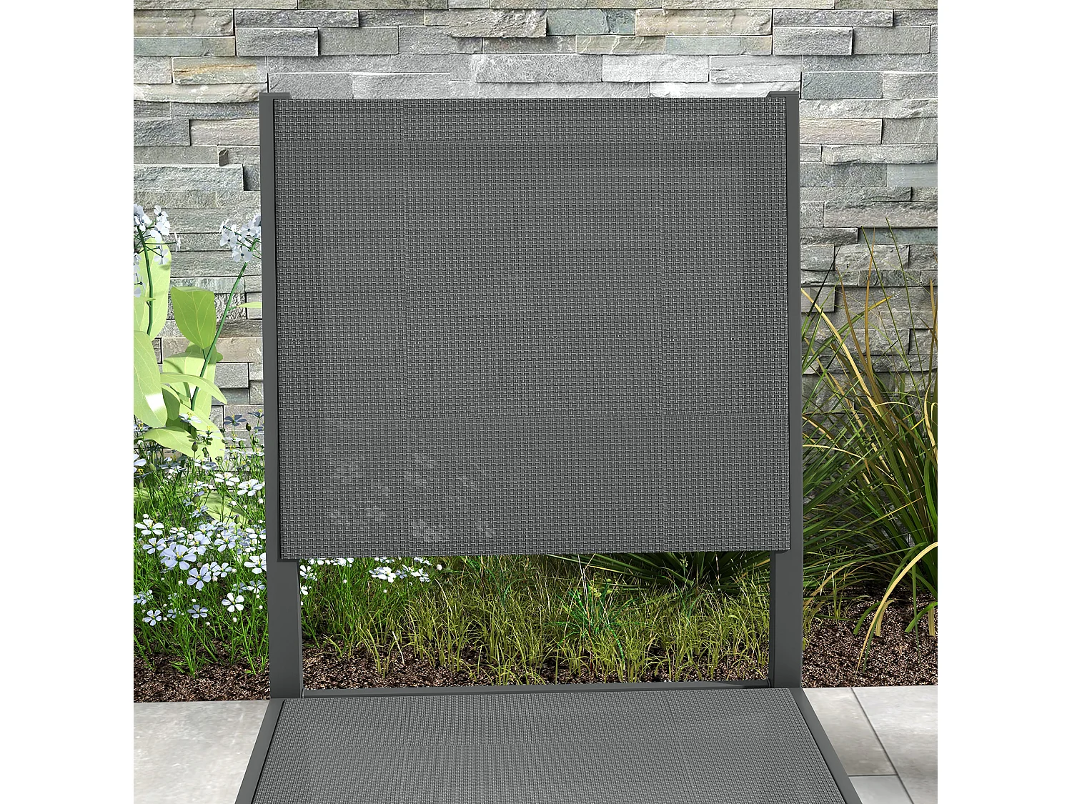 Lot de 4 chaises de jardin alu textilène gris