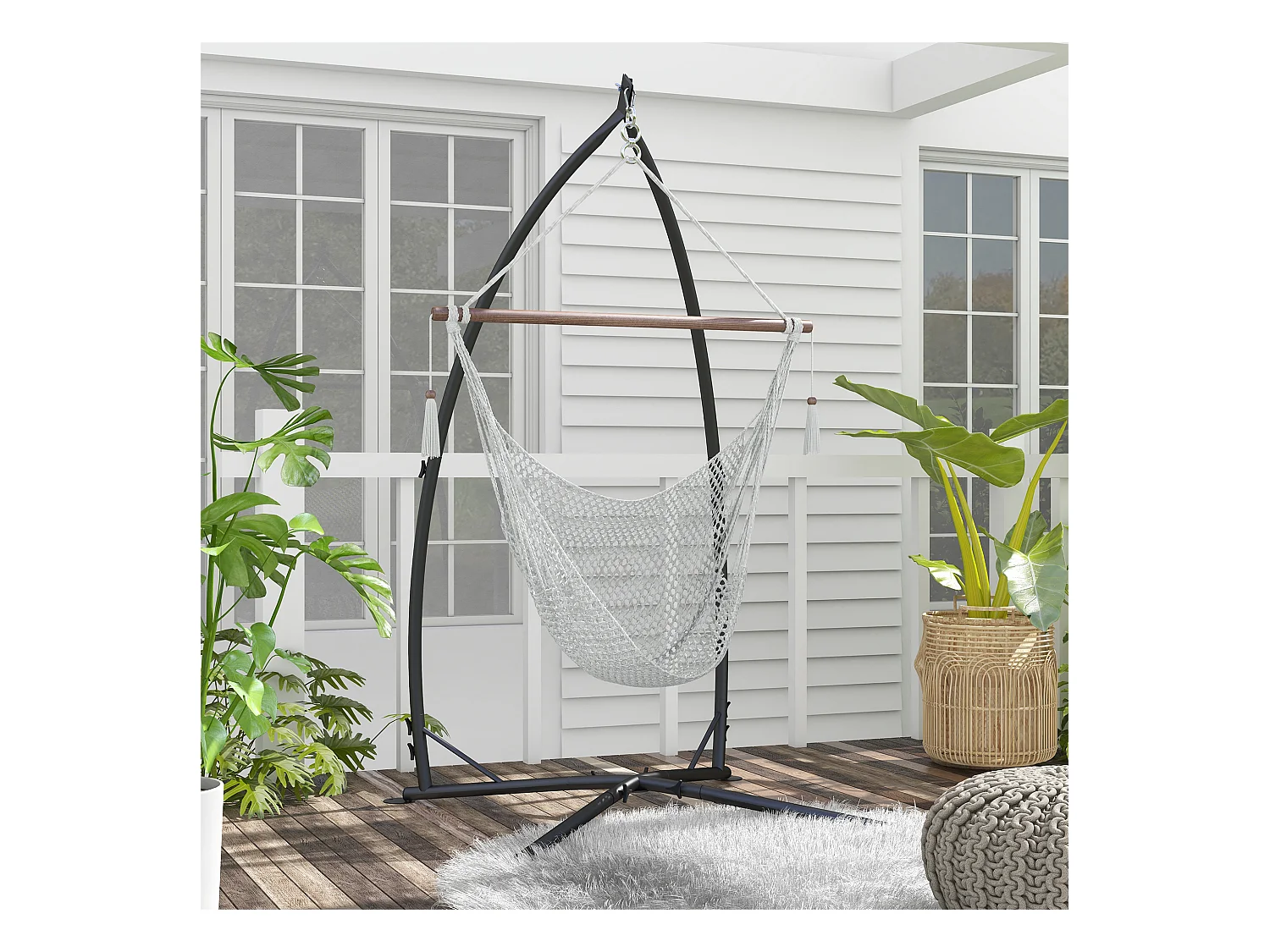 Support fauteuil suspendu - pied fauteuil suspendu - H. 215 cm - charge max. reco. 130 Kg - métal noir