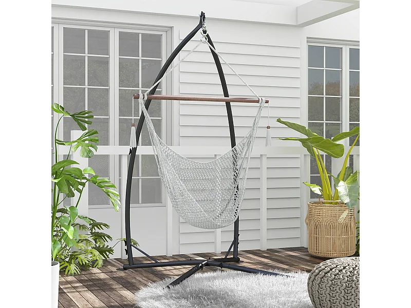 Support fauteuil suspendu - pied fauteuil suspendu - H. 215 cm - charge max. reco. 130 Kg - métal noir