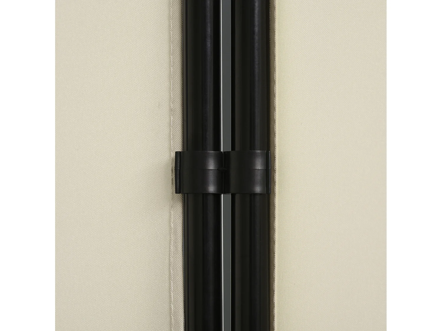 Paravent 3 panneaux sur pied brise-vue séparateur métal époxy polyester haute densité beige