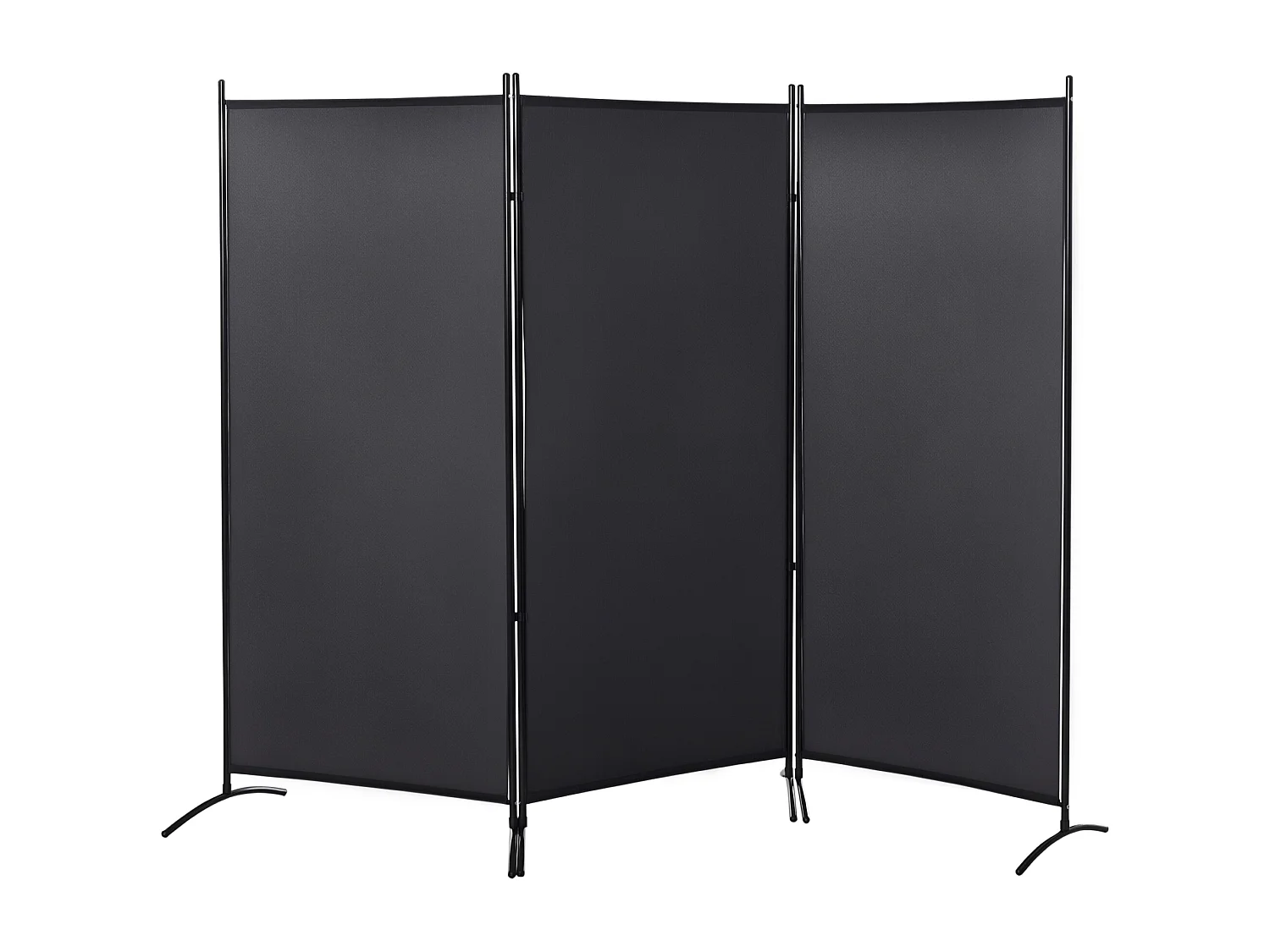 Paravent 3 panneaux sur pied brise-vue séparateur métal époxy polyester haute densité anthracite