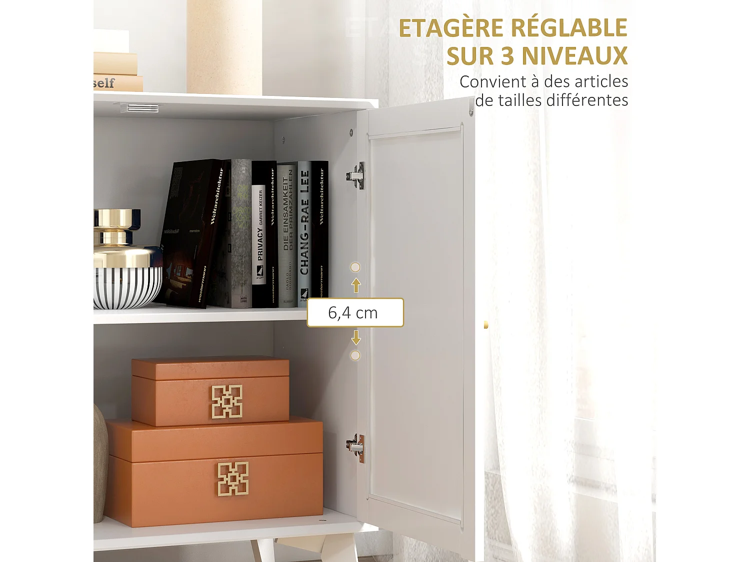 Desserte de cuisine style néo-rétro - 3 étagères - acier blanc