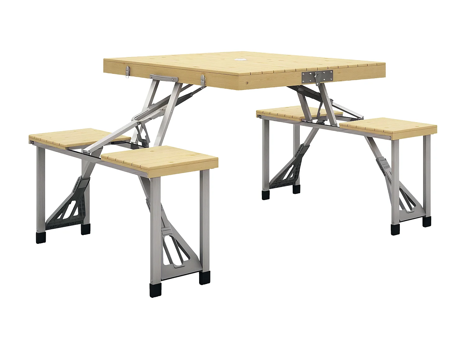 Ensemble table et chaise de camping pliable forme valise alu bois