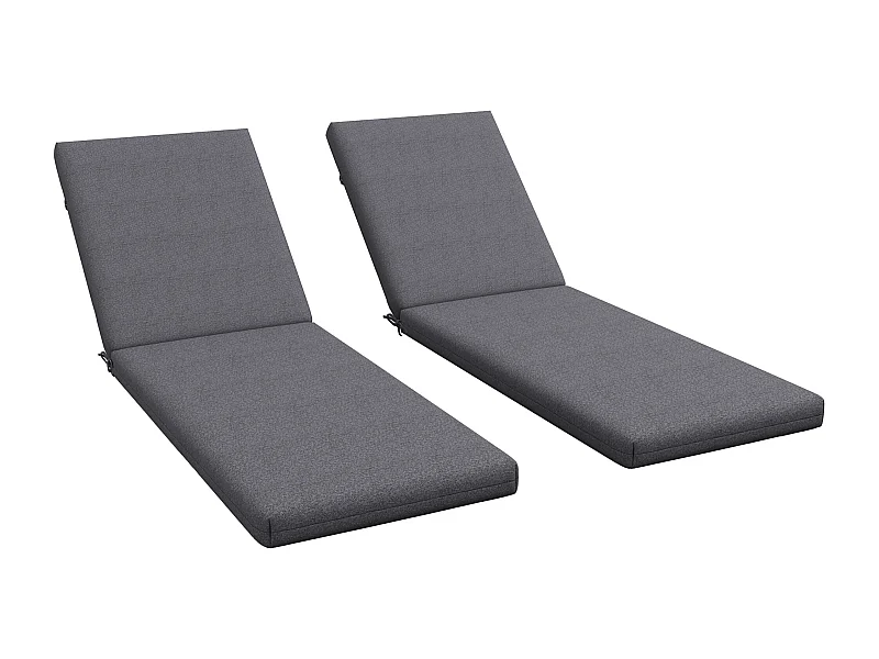 Lot de 2 matelas pour transat bain de soleil - dim. 190,5L x 58,4l x 7H cm - cordons d'attache - gris foncé