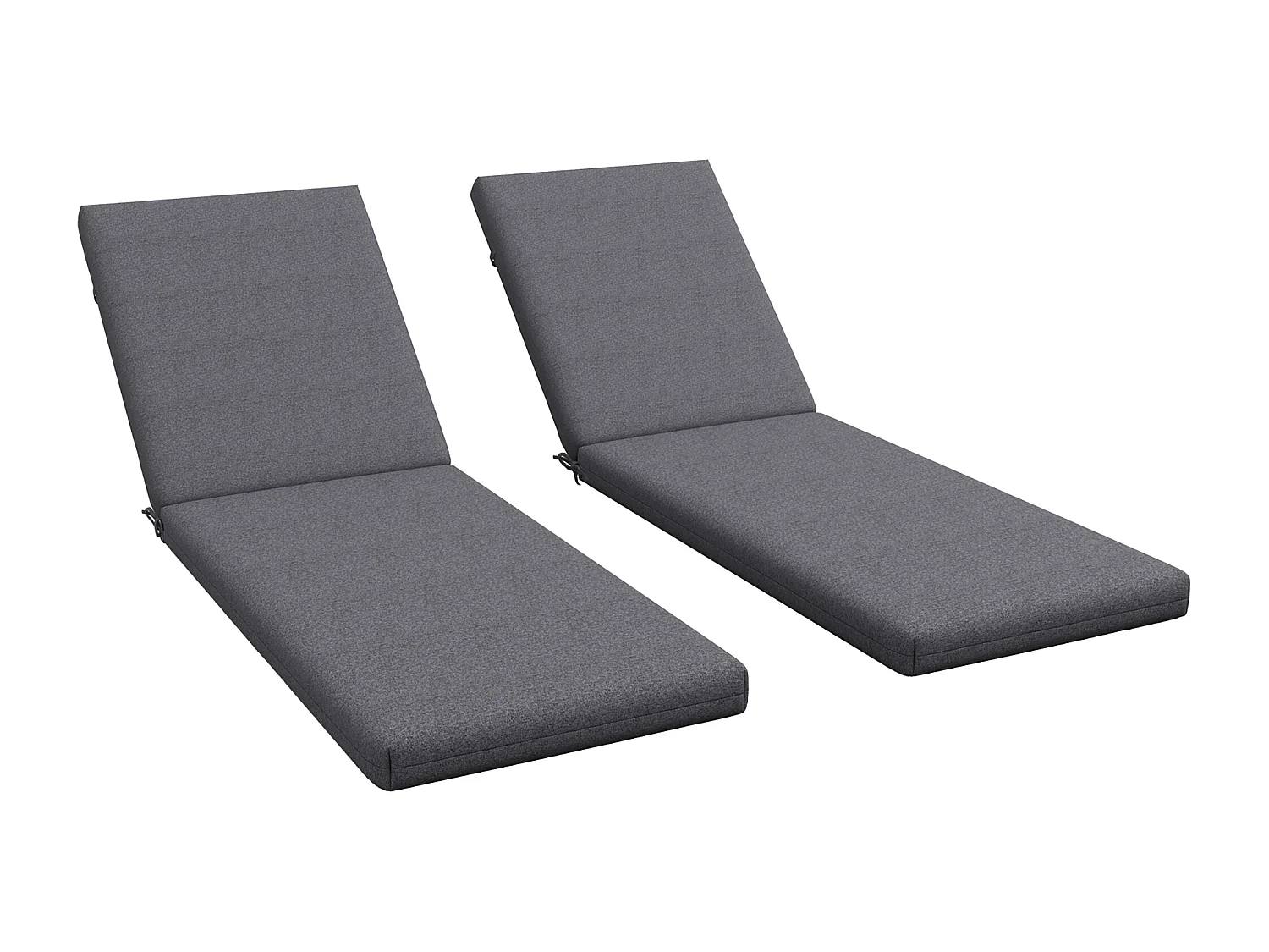 Lot de 2 matelas pour transat bain de soleil - dim. 190,5L x 58,4l x 7H cm - cordons d'attache - gris foncé