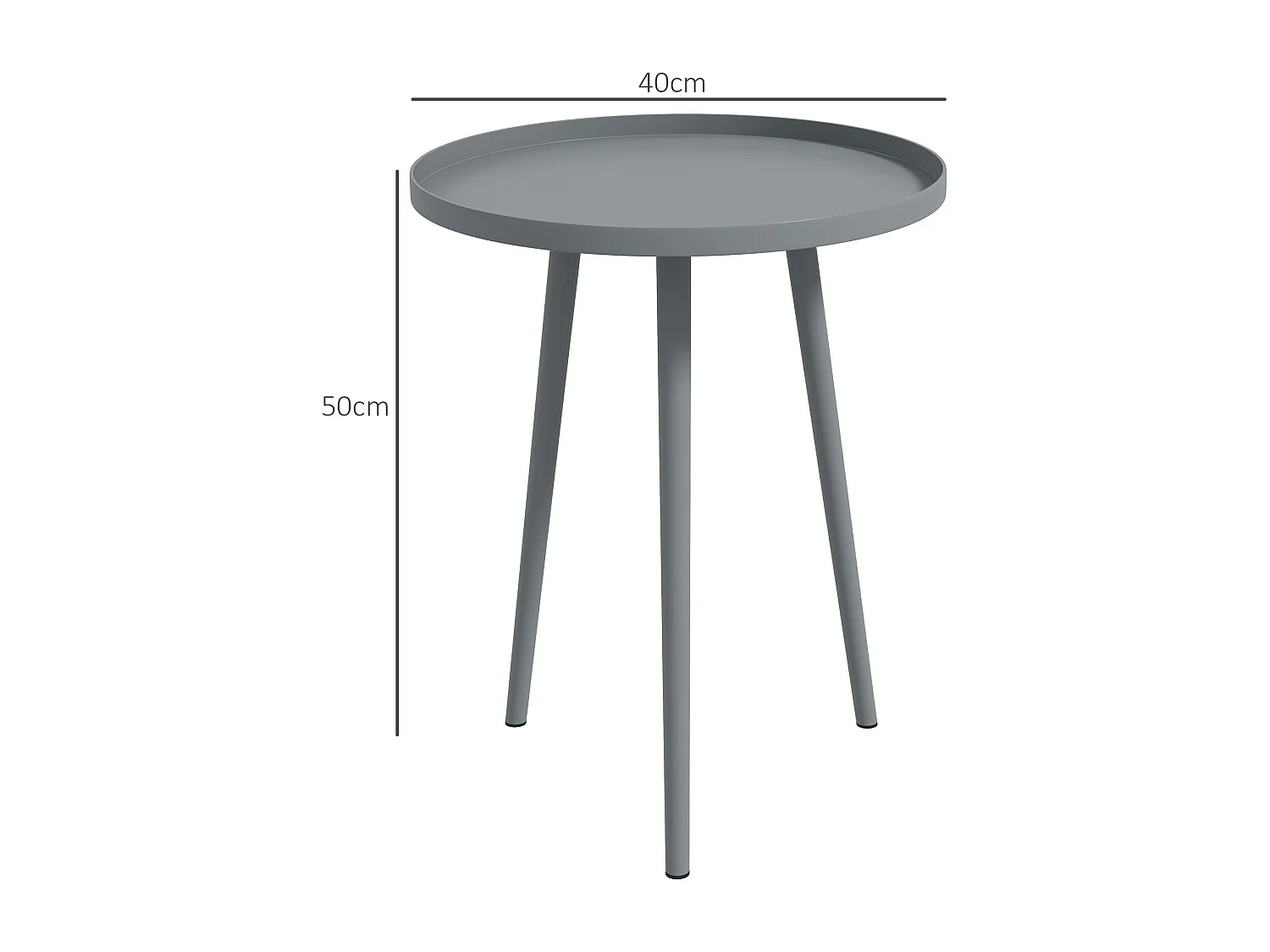 Table basse de jardin d'appoint design scandinave Ø 40 x 50H cm acier époxy gris