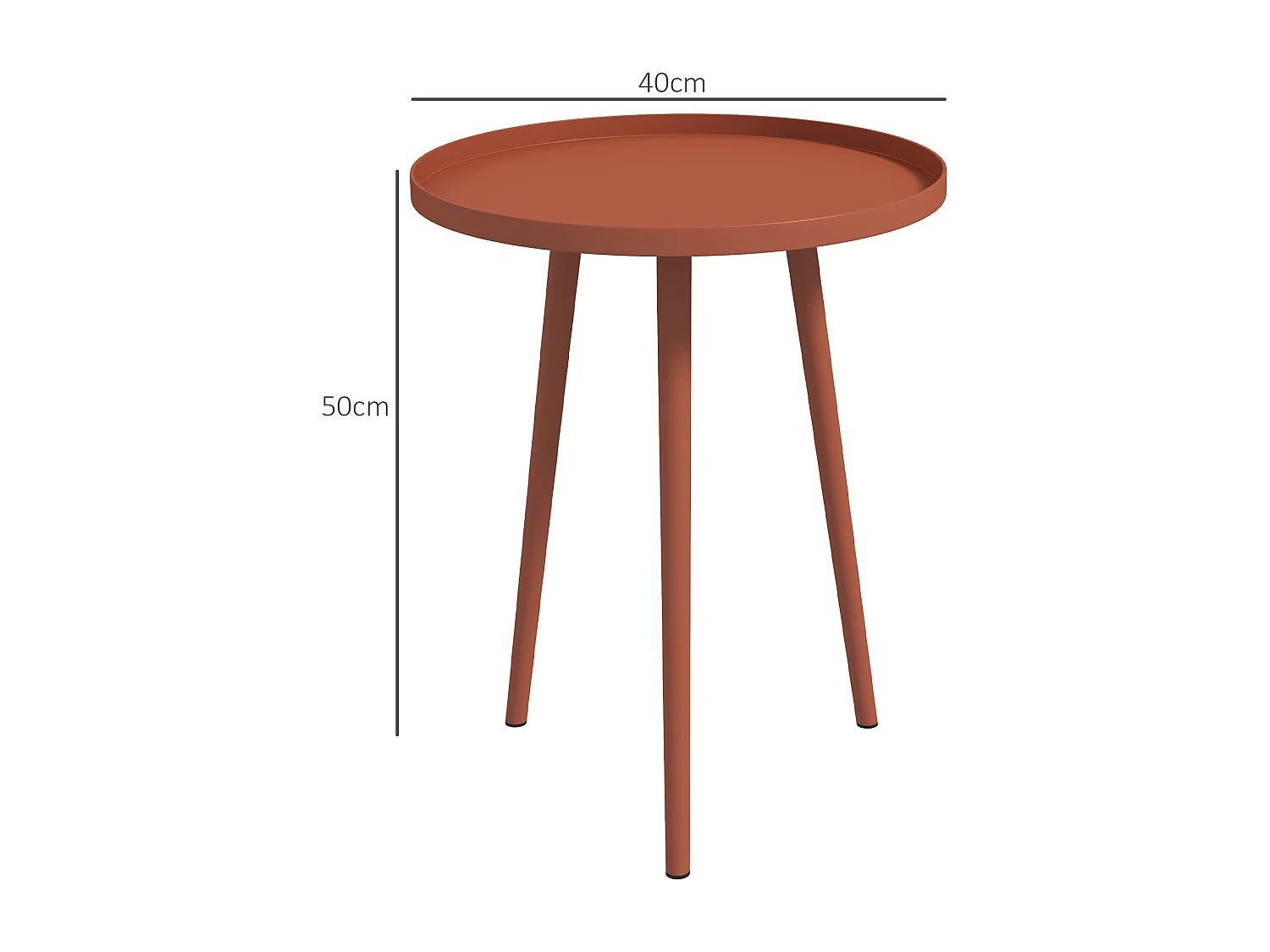 Table basse de jardin d'appoint design scandinave Ø 40 x 50H cm acier époxy rouge