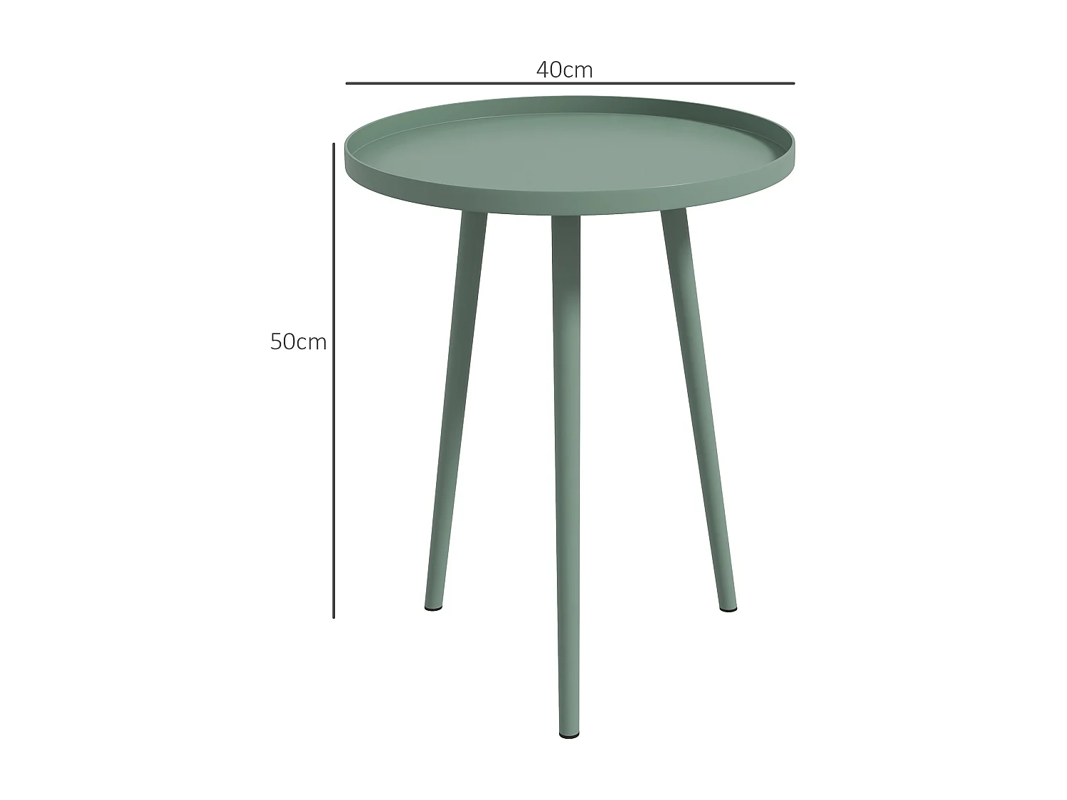 Table basse de jardin d'appoint design scandinave Ø 40 x 50H cm acier époxy vert