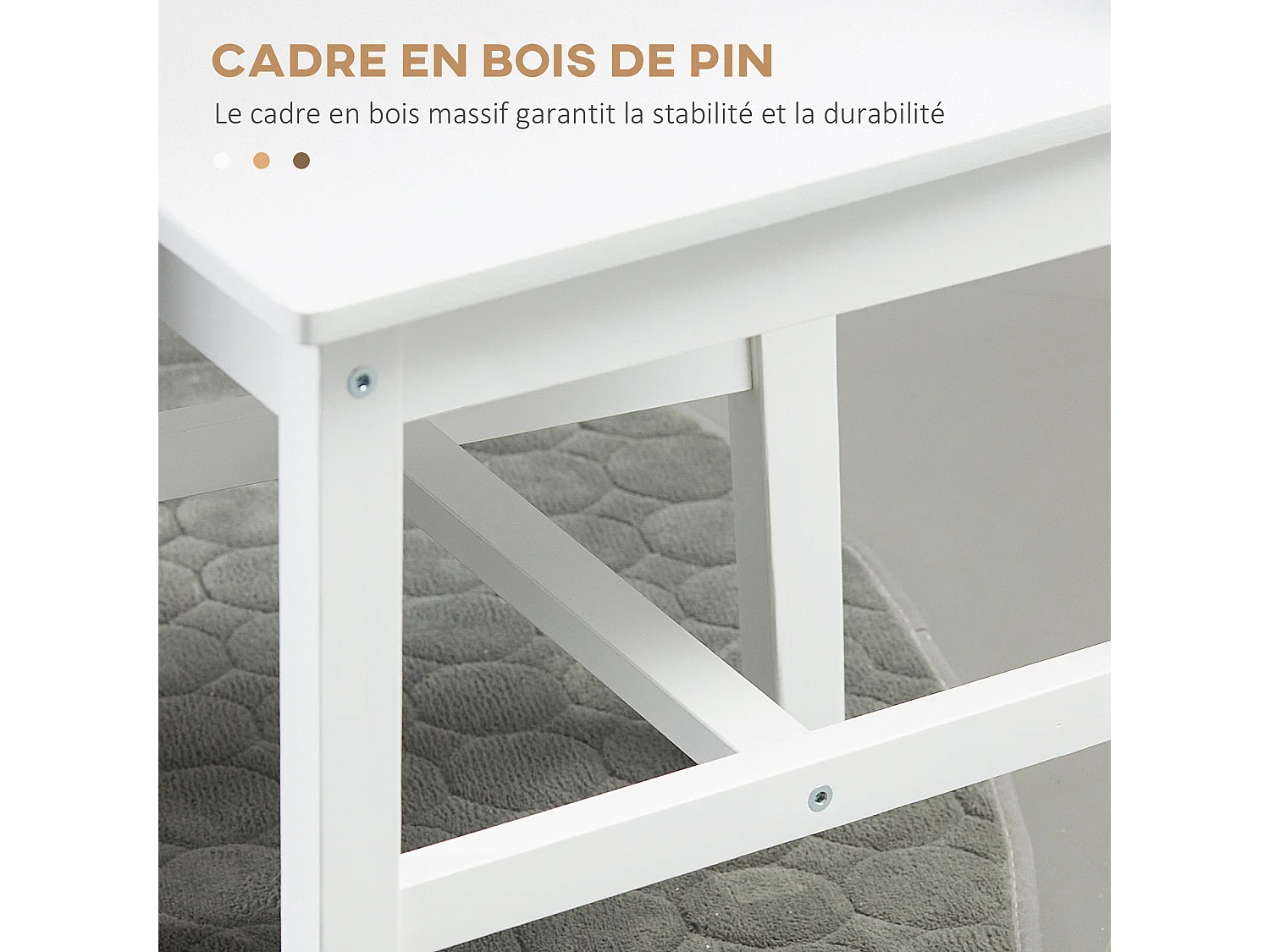 Lot de 2 chaises de salle à manger esprit campagne dossier ajouré à lattes bois pin blanc