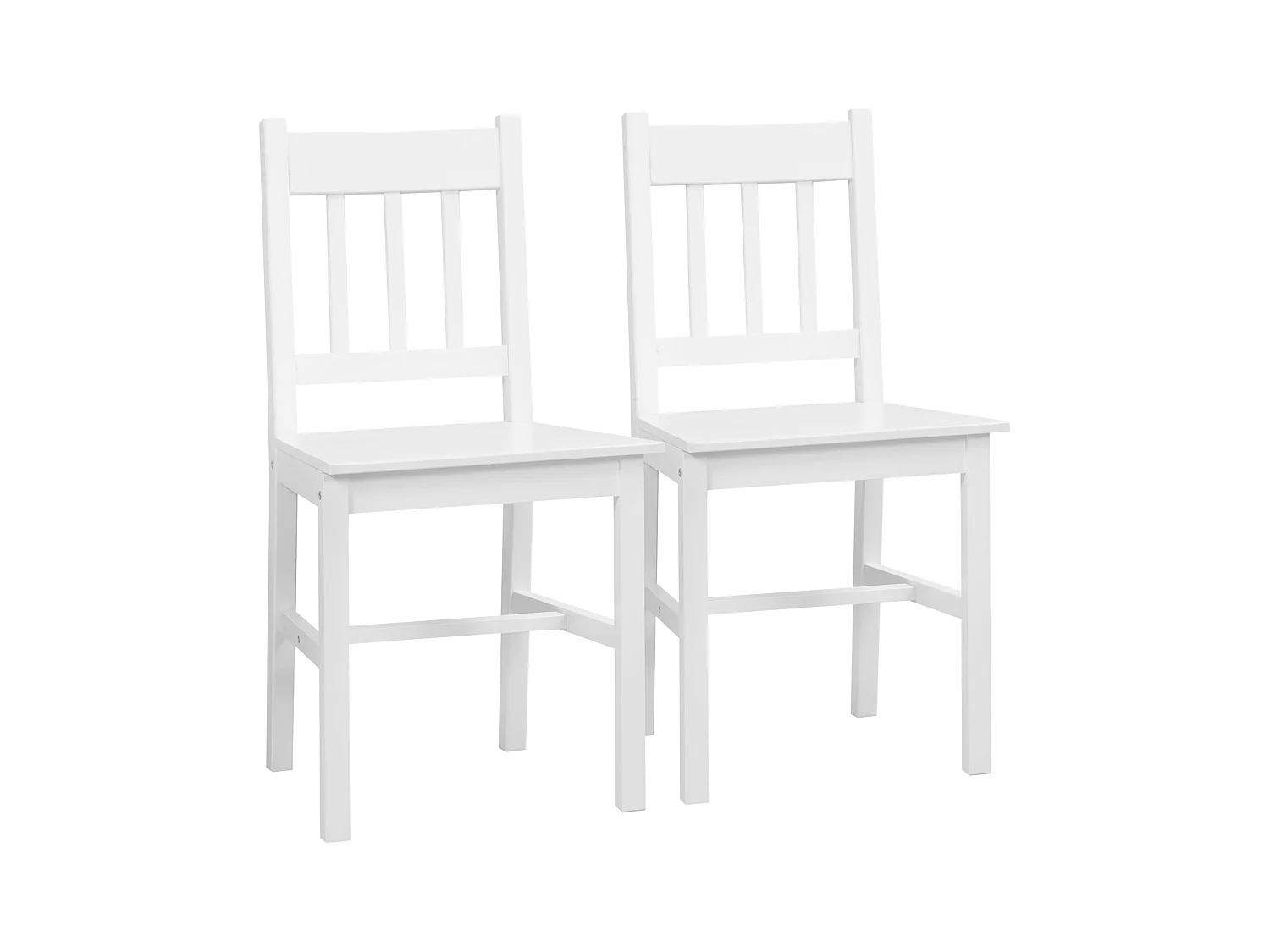 Lot de 2 chaises de salle à manger esprit campagne dossier ajouré à lattes bois pin blanc