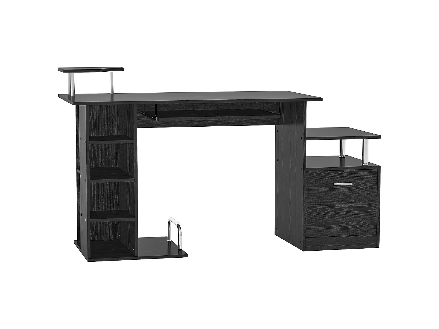 Bureau pour ordinateur table meuble pc informatique en MDF noir