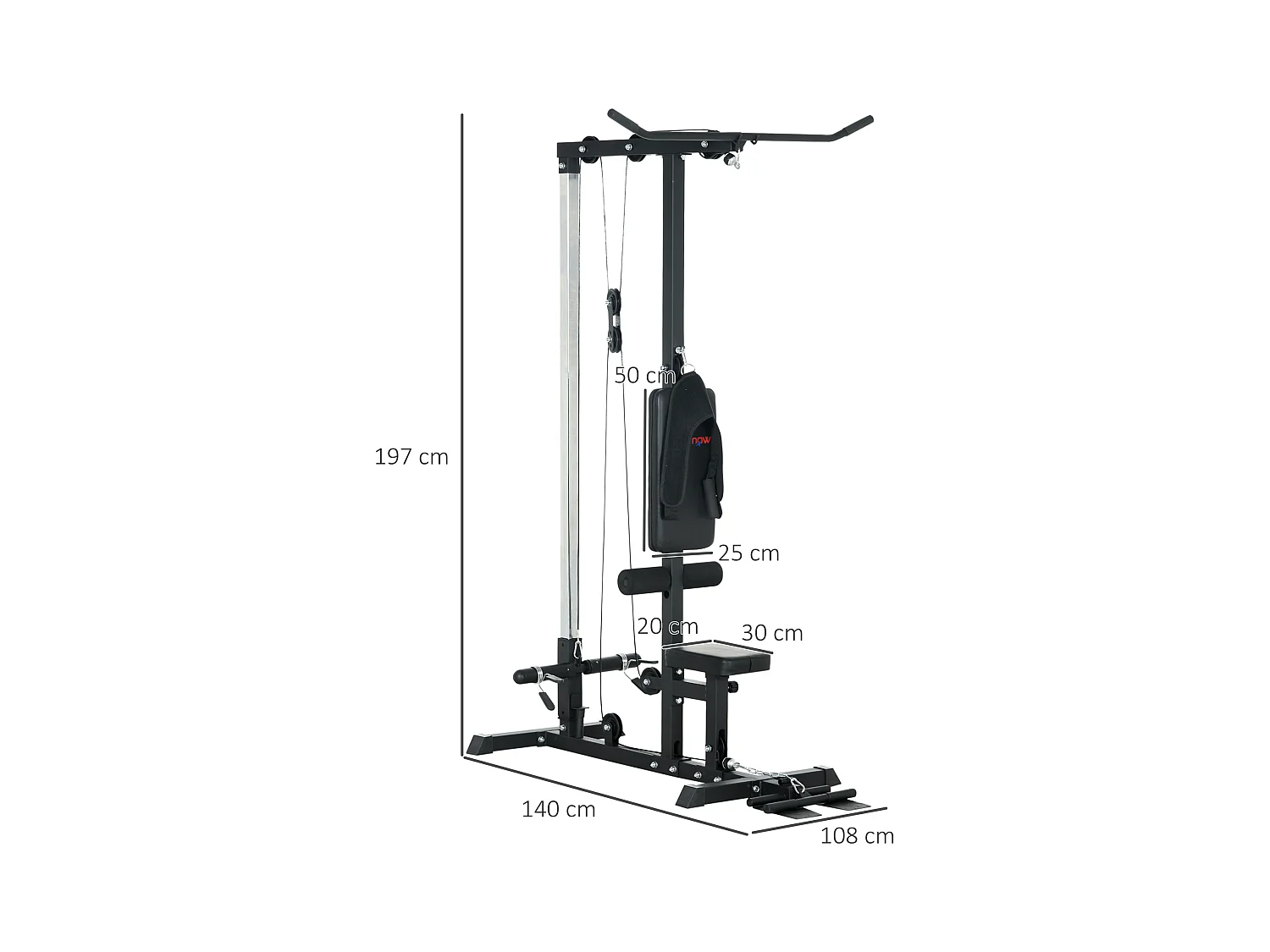 Station de musculation tirage poitrine - lat pulldown machine - bande de résistance, siège réglable - noir
