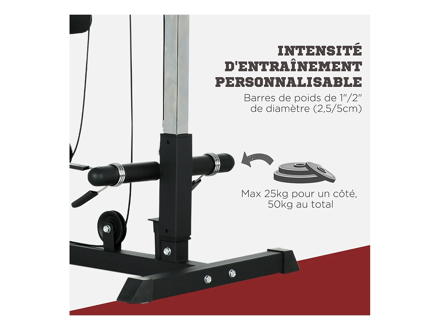 Station de musculation tirage poitrine - lat pulldown machine - bande de résistance, siège réglable - noir
