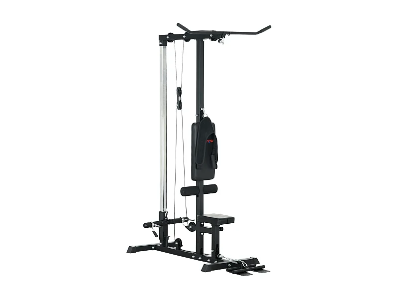 Station de musculation tirage poitrine - lat pulldown machine - bande de résistance, siège réglable - noir