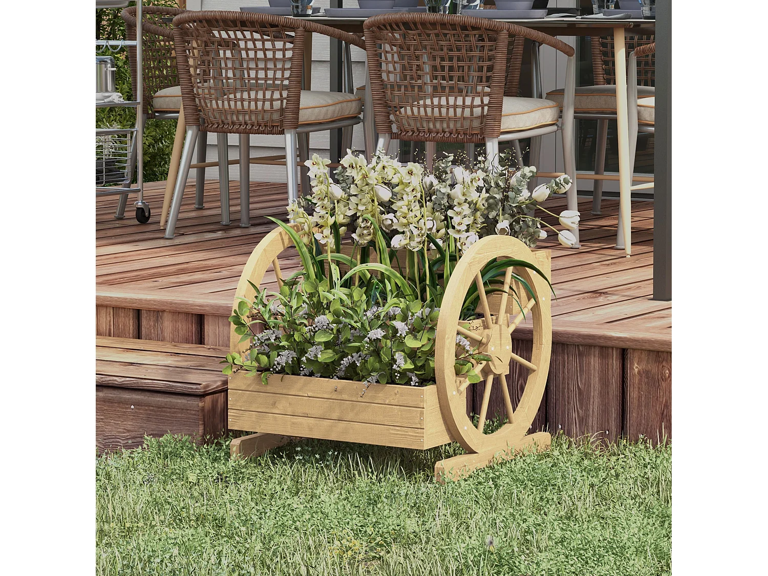 Jardinière sur pied carré potager 3 étages style rustique chic