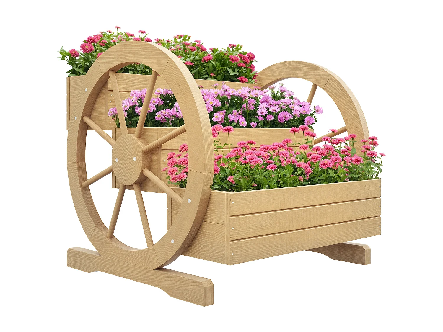 Jardinière sur pied carré potager 3 étages style rustique chic