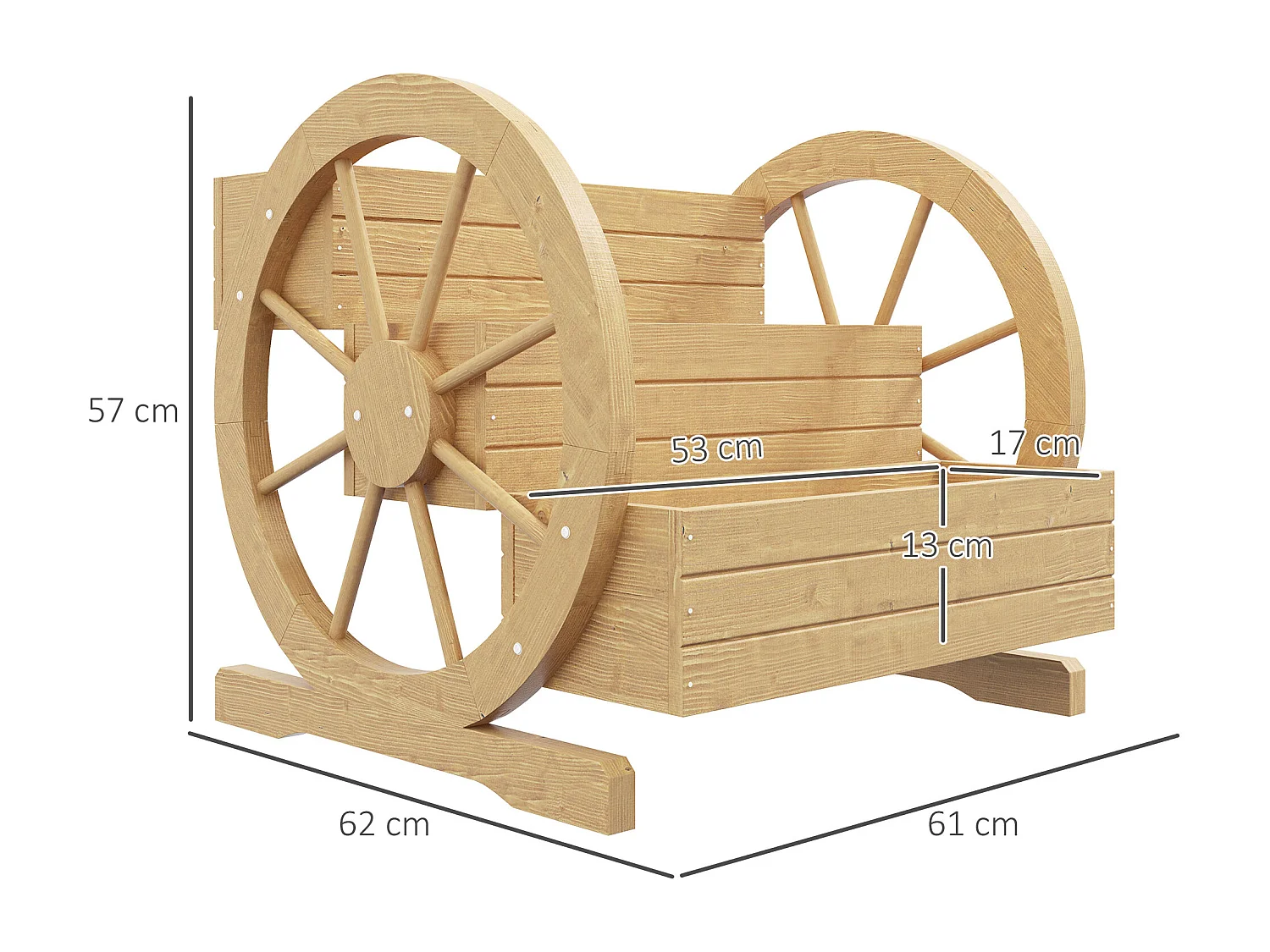 Jardinière sur pied carré potager 3 étages style rustique chic