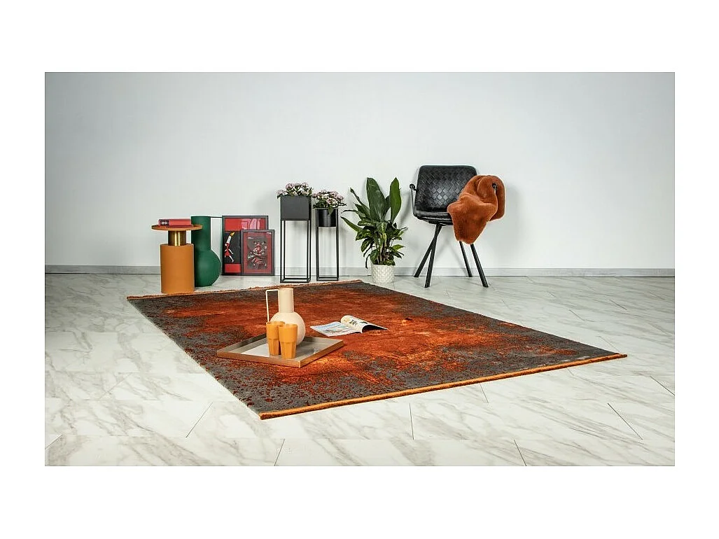 Tapis Pierre Cardin 330x240cm, design E509E coloris terracotta - Confort et élégance pour votre intérieur