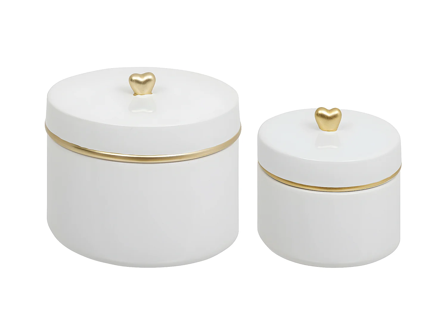 Lot de 2 Boîtes déco en Céramique Blanche D 15 et D 10 cm