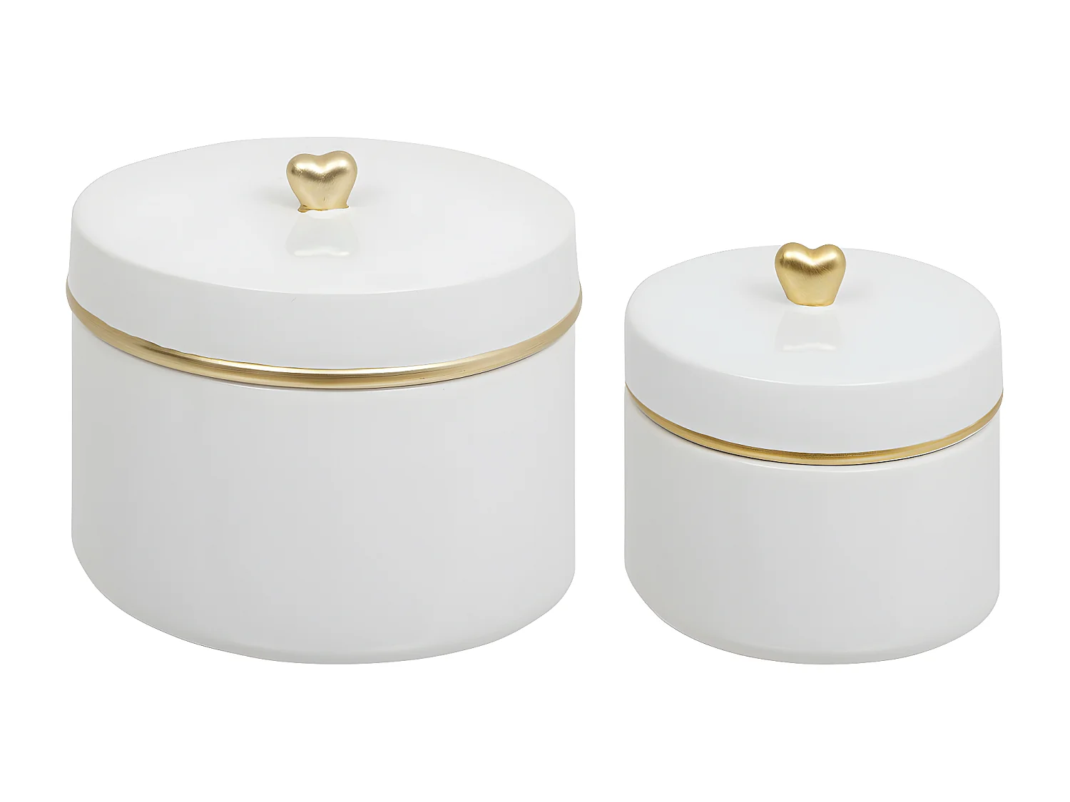 Lot de 2 Boîtes déco en Céramique Blanche D 15 et D 10 cm