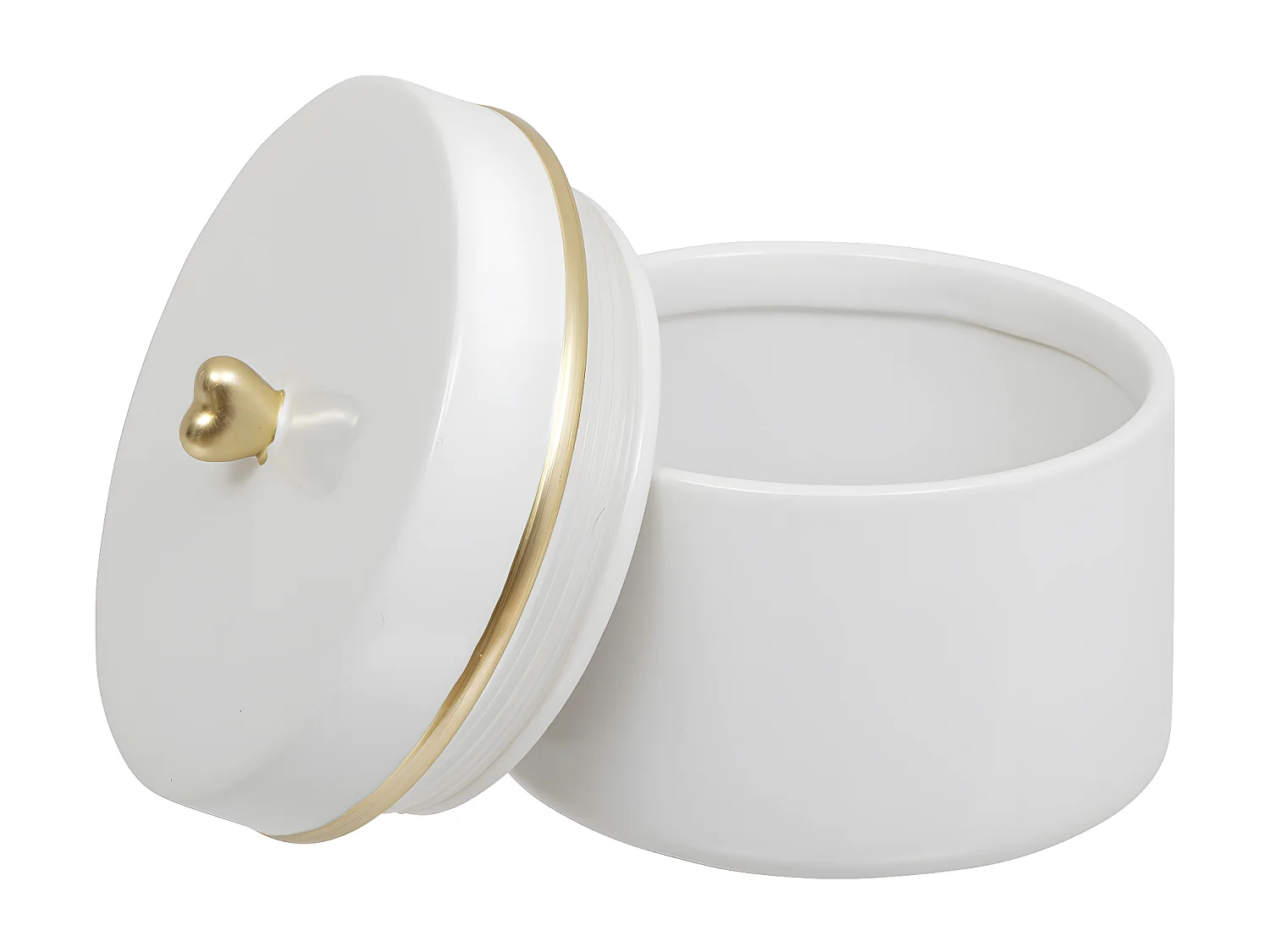 Lot de 2 Boîtes déco en Céramique Blanche D 15 et D 10 cm