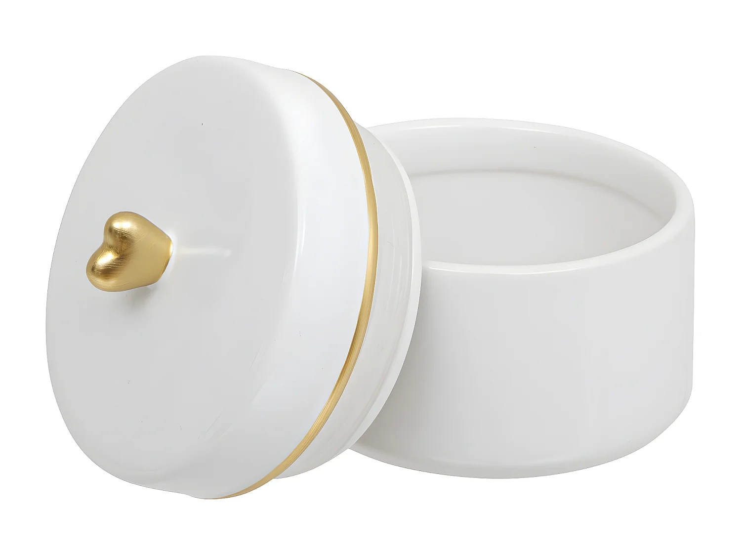 Lot de 2 Boîtes déco en Céramique Blanche D 15 et D 10 cm