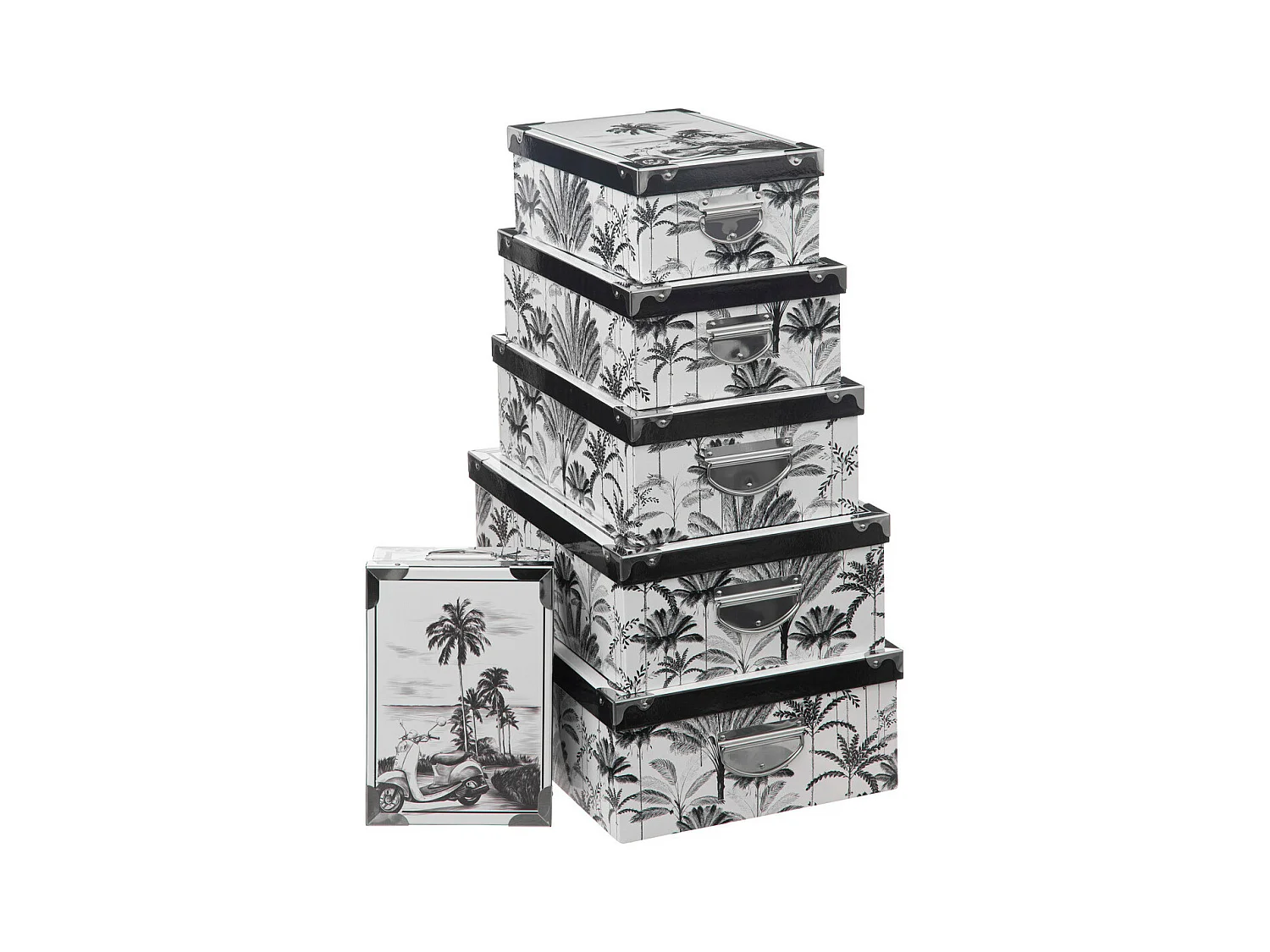 Lot de 6 Boîtes de rangement avec poignées et coins en métal déco Dolce vita
