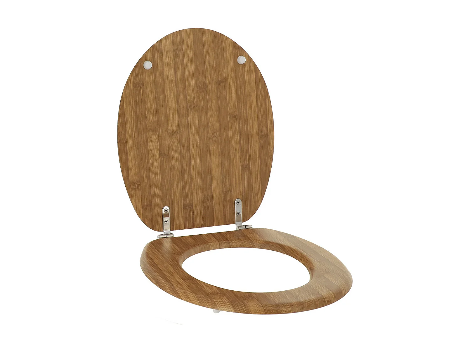 Abattant WC en Bois moulé aspect Bambou avec Kit fixation en Acier Inoxydable