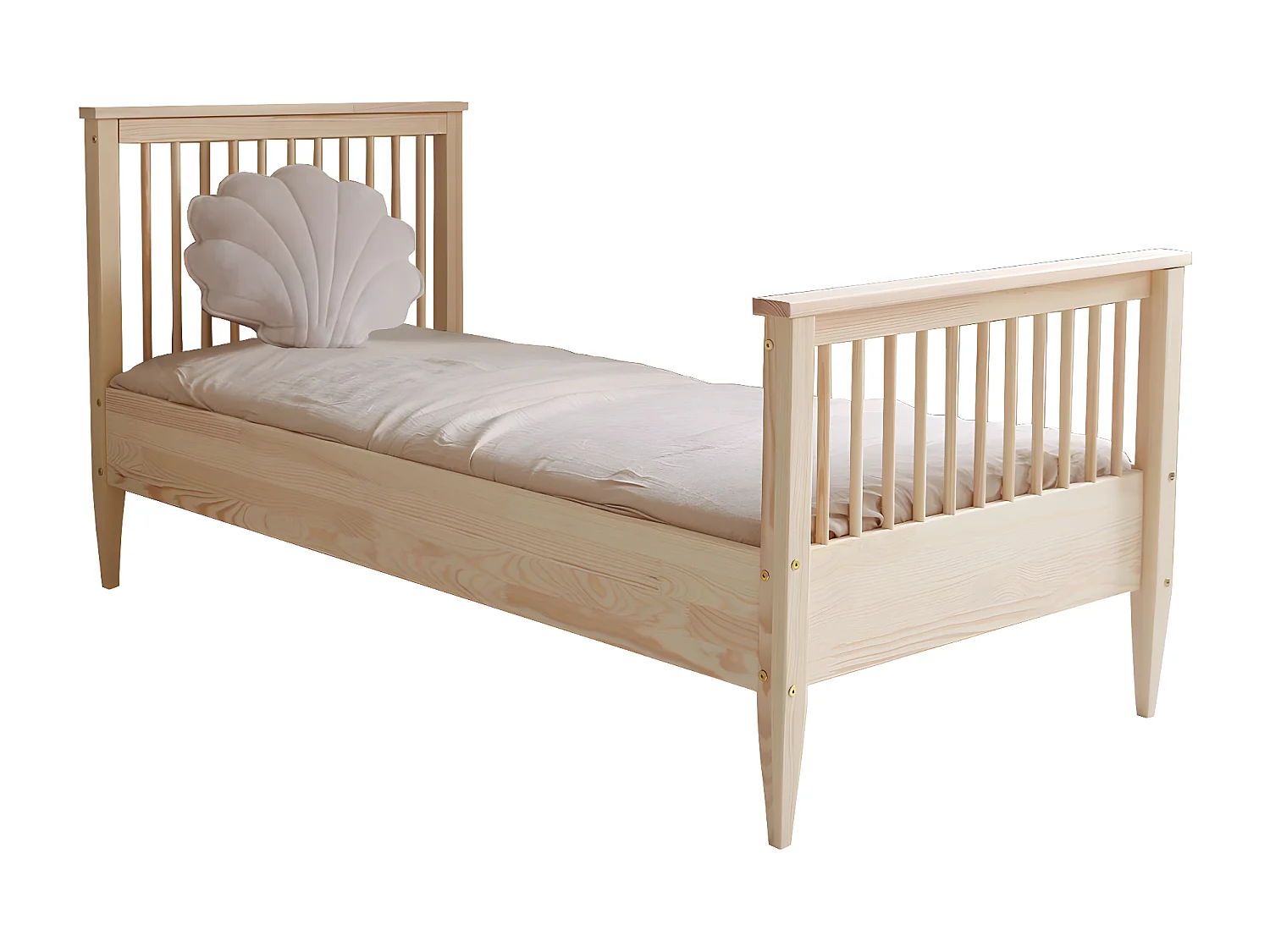 Lit 90x190 sommier inclus pieds 19 cm Daphné Bois