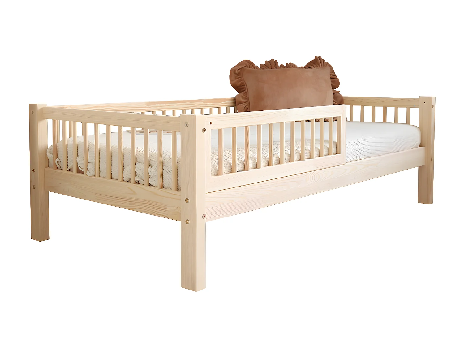 Cama 90x190 incluindo barreira e base com pés de 19 cm Adèle Bois