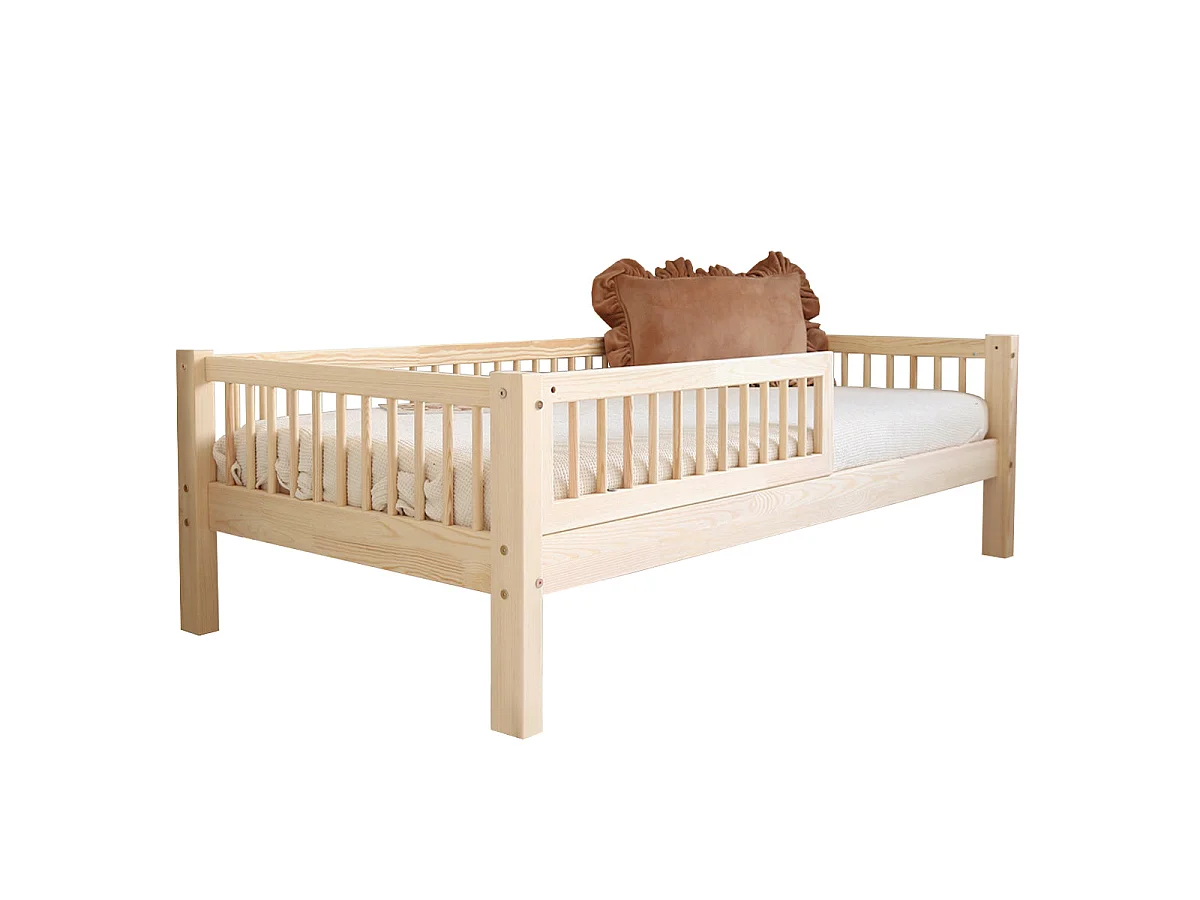 Säng 90x190 barriär och underrede ingår 19 cm ben Adèle Trä