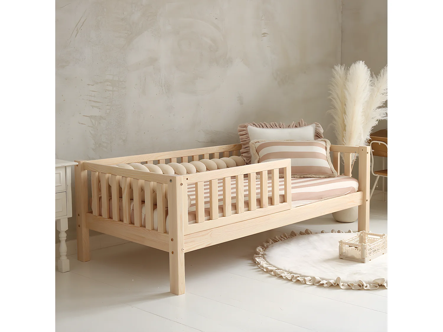 Cama 90x190 com pés de 19 cm Agnès Bois