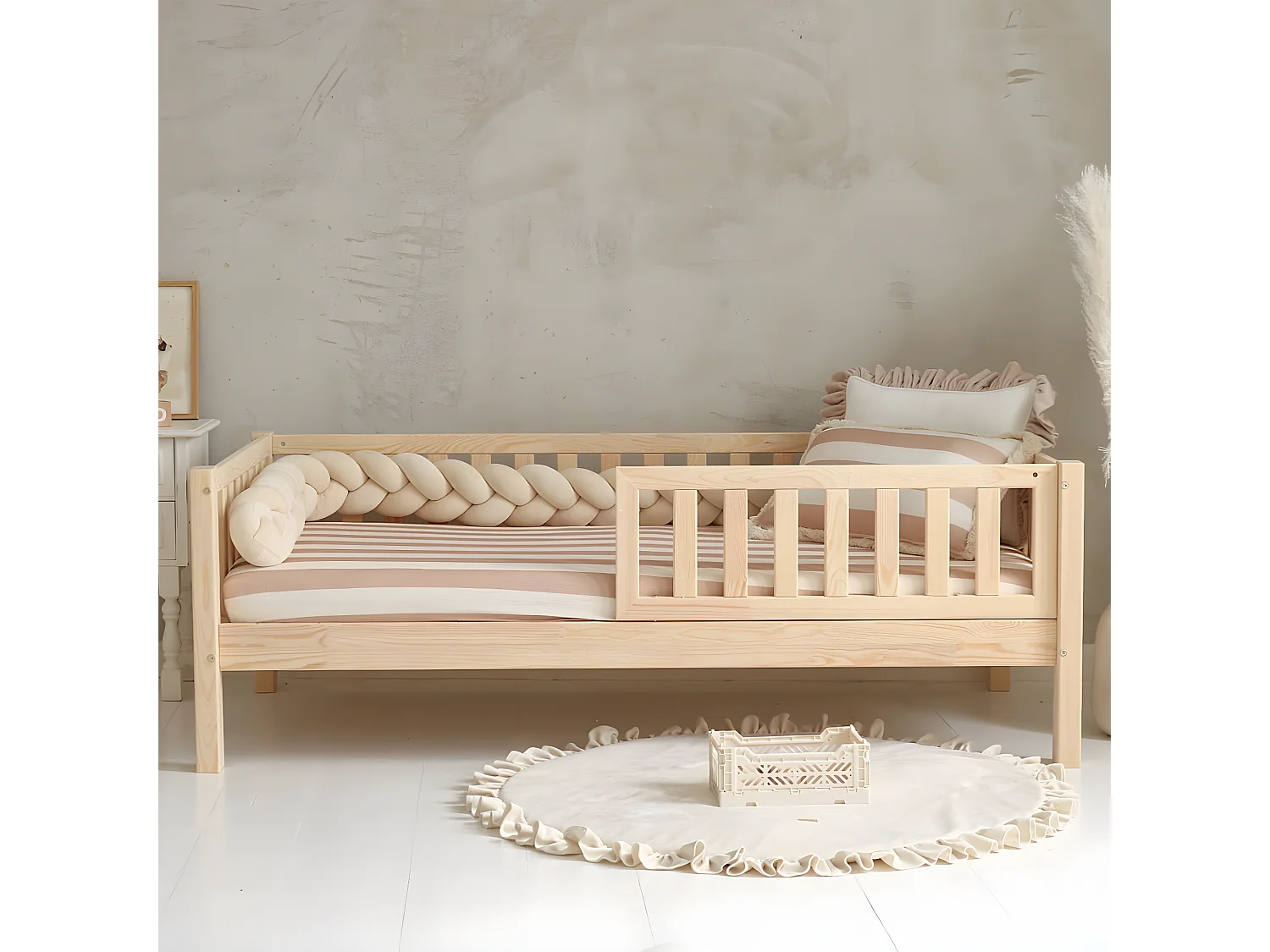 Cama 90x190 com pés de 19 cm Agnès Bois