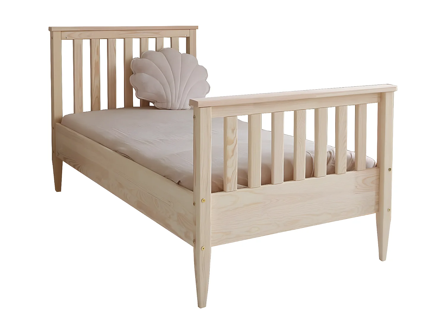 Bed 90x190 inclusief lattenbodem en poten 19 cm Joséphine Bois
