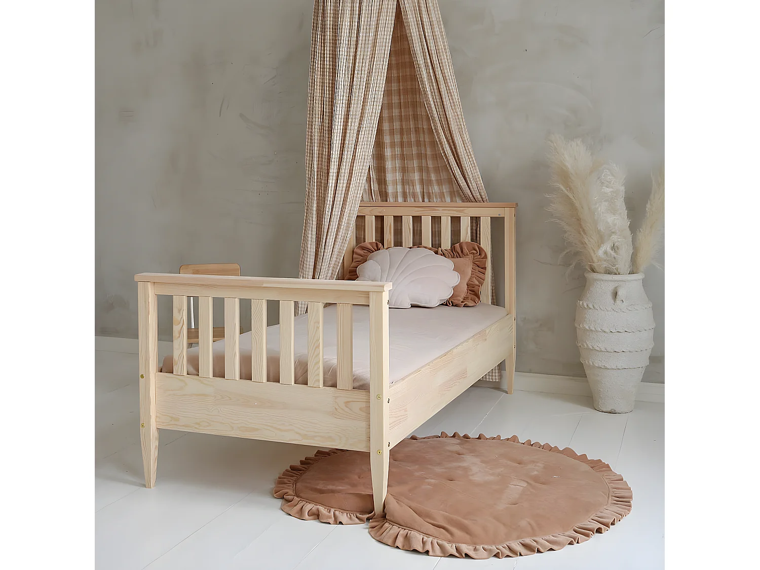 Bed 90x190 inclusief lattenbodem en poten 19 cm Joséphine Bois