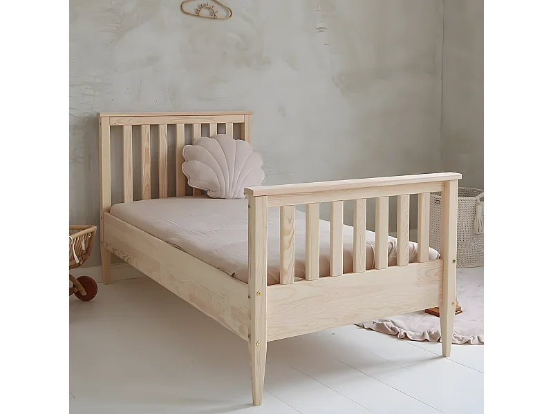 Bed 90x190 inclusief lattenbodem en poten 19 cm Joséphine Bois