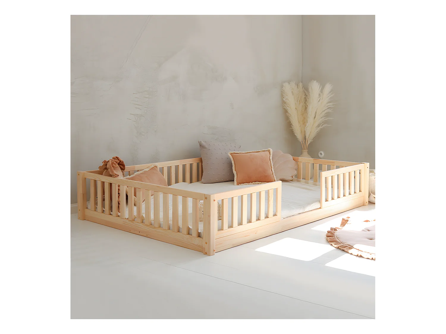 Lit 140x190 barrières et sommier inclus pieds 1 cm Agnès Bois