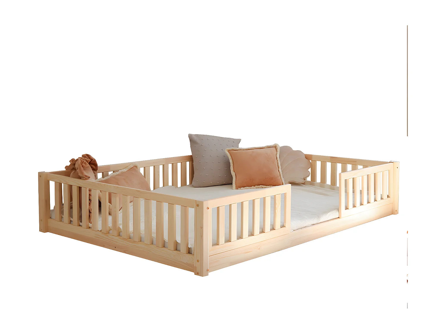 Letto 140x190 con sponde e base con gambe da 1 cm Agnès Bois