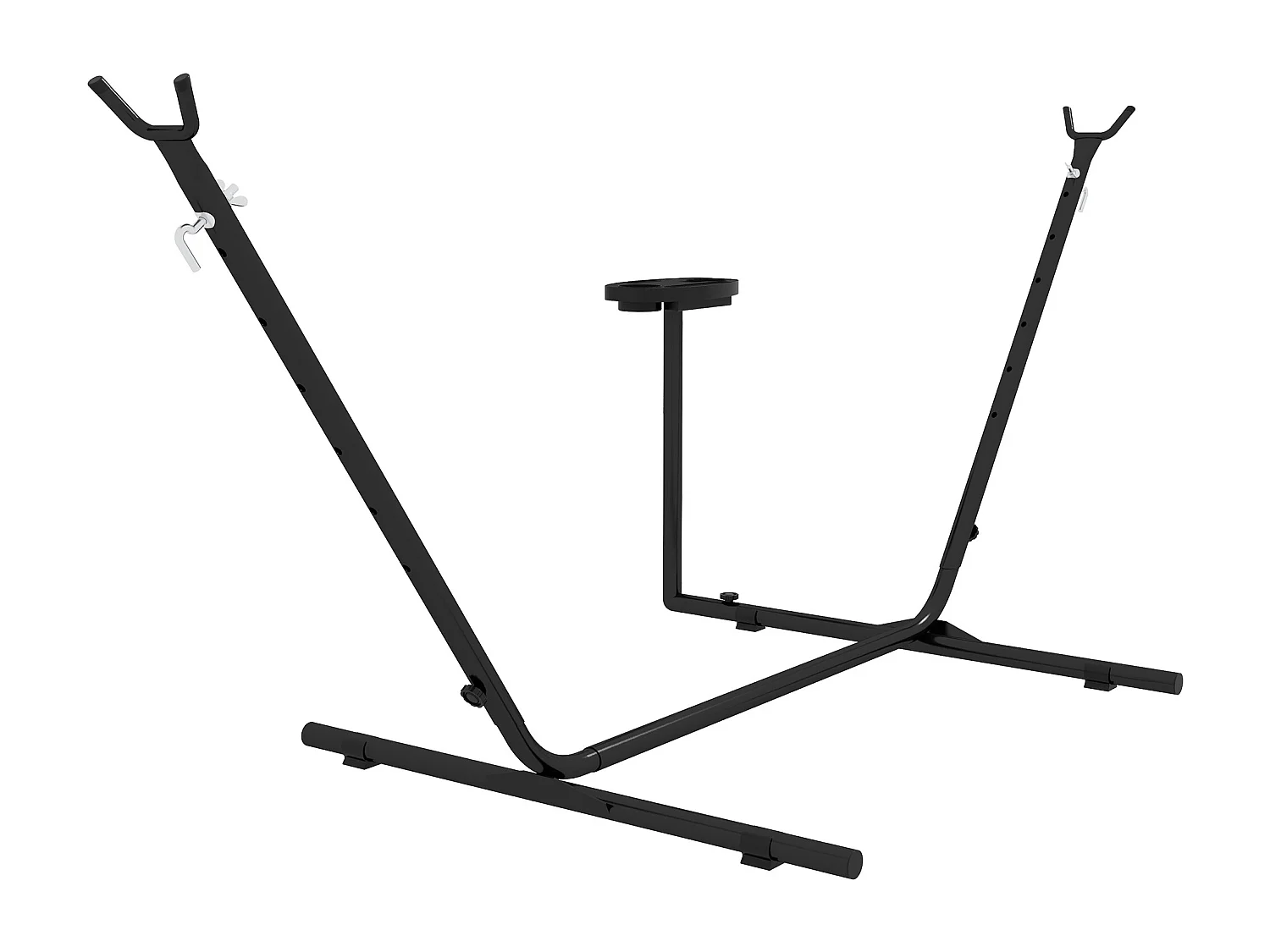 Support pied de hamac avec porte-gobelet structure métal époxy noir