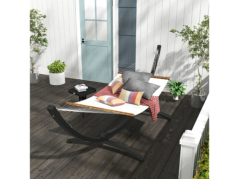 Support pied de hamac structure robuste - L. 360 cm pour hamacs L. 270-330 cm - métal époxy gris